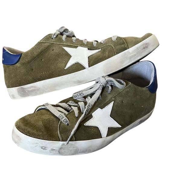 GOLDEN GOOSE SUPER STAR OLIVE GREEN & WHITE STAR MENS SNEAKER SIZE 42 (9) - Picture 1 of 12